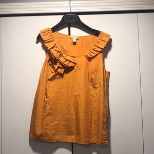 Orange J Crew tank with floral/ruffle detail - 4